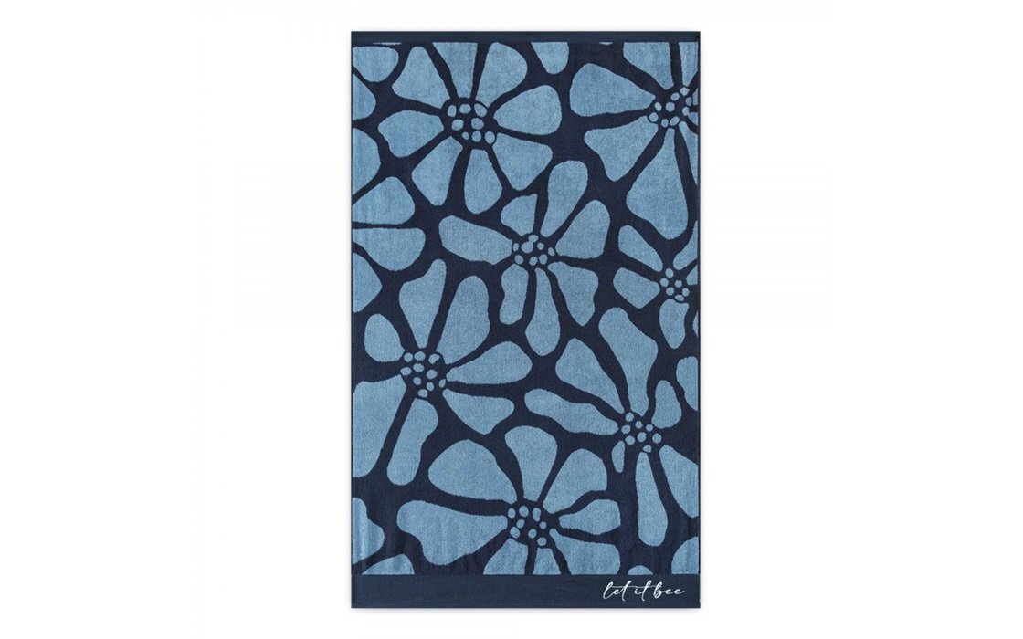 Ręcznik plażowy duży bawełna egipska 100x160 Flowers niebieski kwiaty