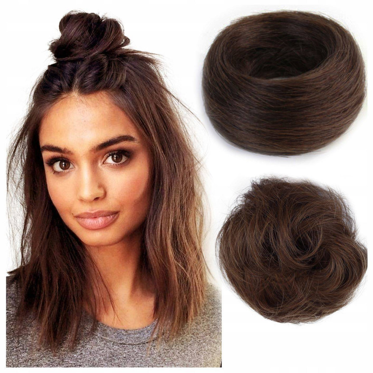 Doczepiany kok na gumce naturalne włosy