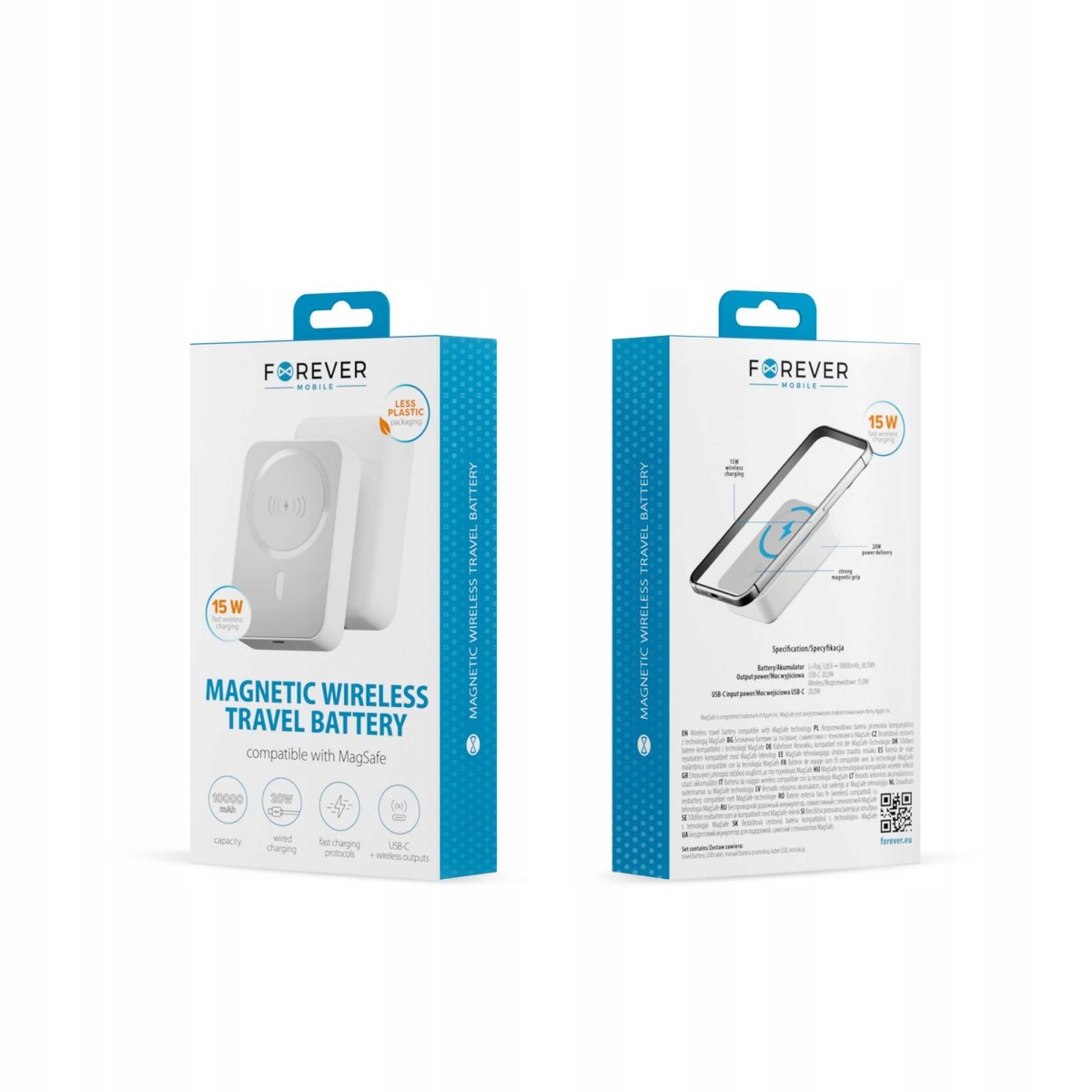 Forever Power Bank Bezprzewodowy Matb-400 20W 10000 Mah Biały