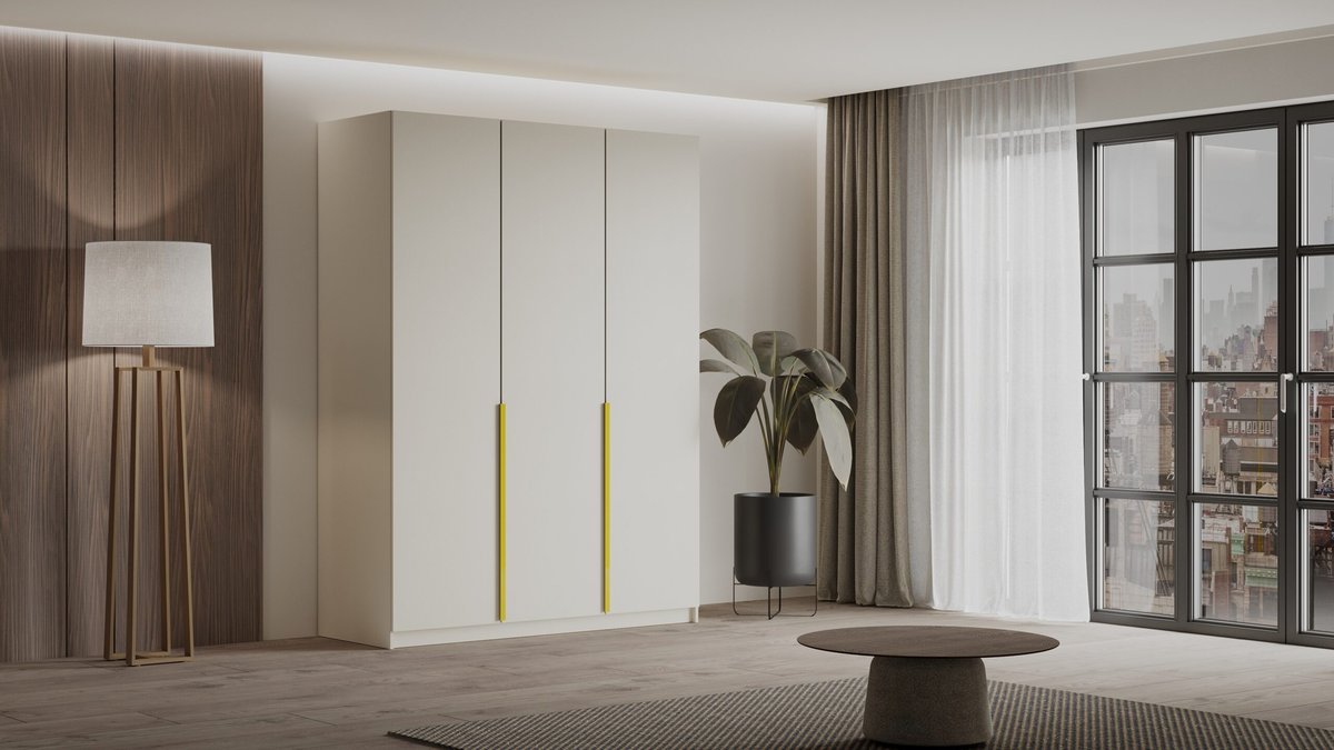 Szafa Liza 3-Drzwiowa 150 Cm Otwierana Kaszmir, Uchwyt Czarny Lub Złoty