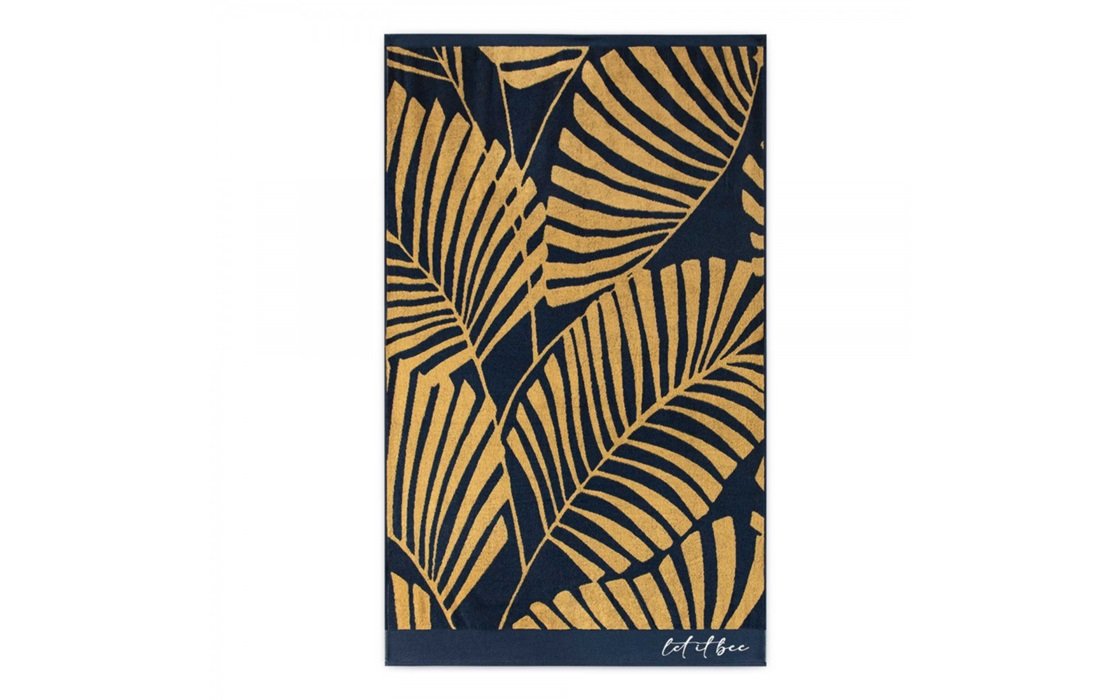 Ręcznik Plażowy Duży Bawełna Egipska 100X160 Palms Musztardowy Palmy