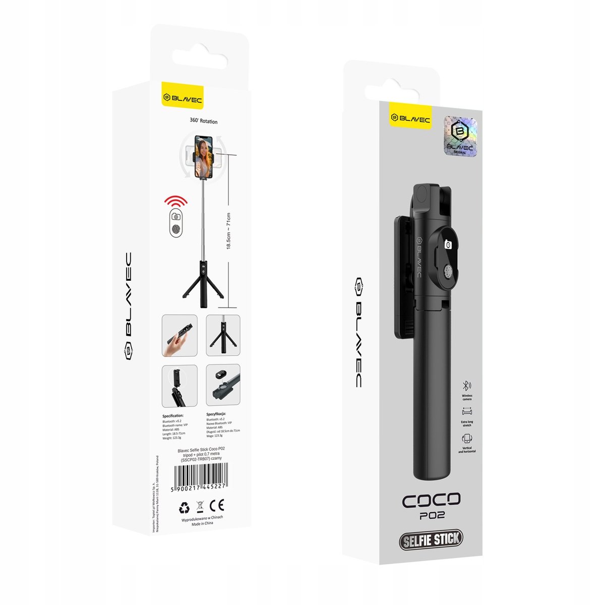 Selfie Stick Statyw Tripod Kijek Do Telefonu + Pilot Bluetooth Regulowany
