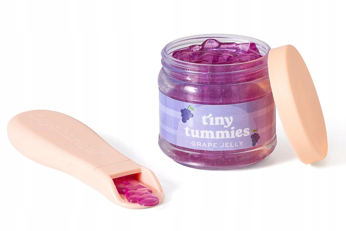 Tiny Harlow Zestaw dla lalek Tiny Tummies Słoiczek i Łyżeczka, Winogrono