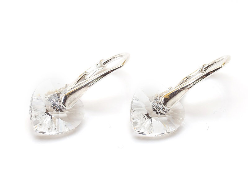 Srebrne Kolczyki 925 z kryształami Swarovski Serca 10mm Crystal