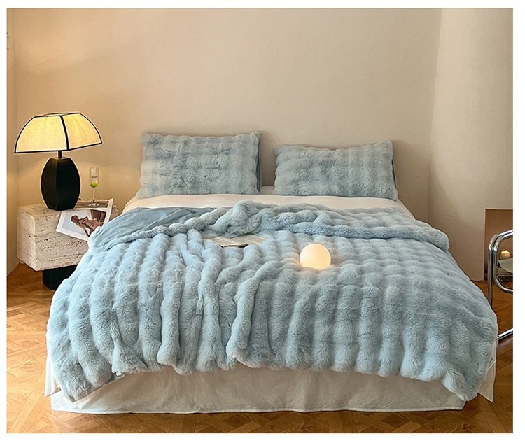 Pluszowy koc Yiwu 200x230 cm, niebieski