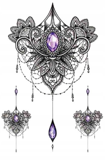 Tatuaż Zmywalny Damski Super Jakość Czarny Duży 3W1 Dla Kobiet Boho Style