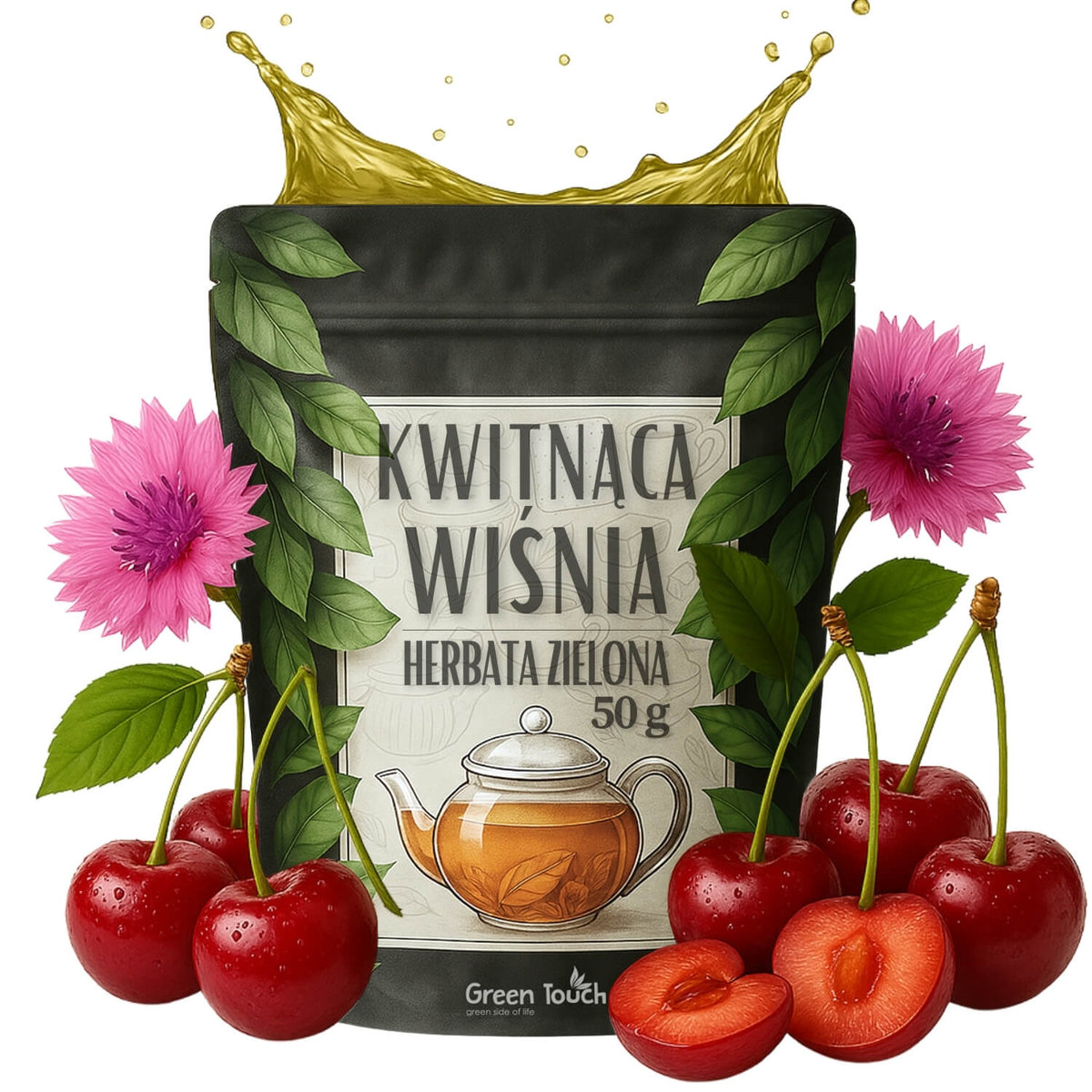 top Herbata zielona KWITNĄCA WIŚNIA 50 g SENCHA Z WIŚNIĄ I NUTĄ KWIATÓW
