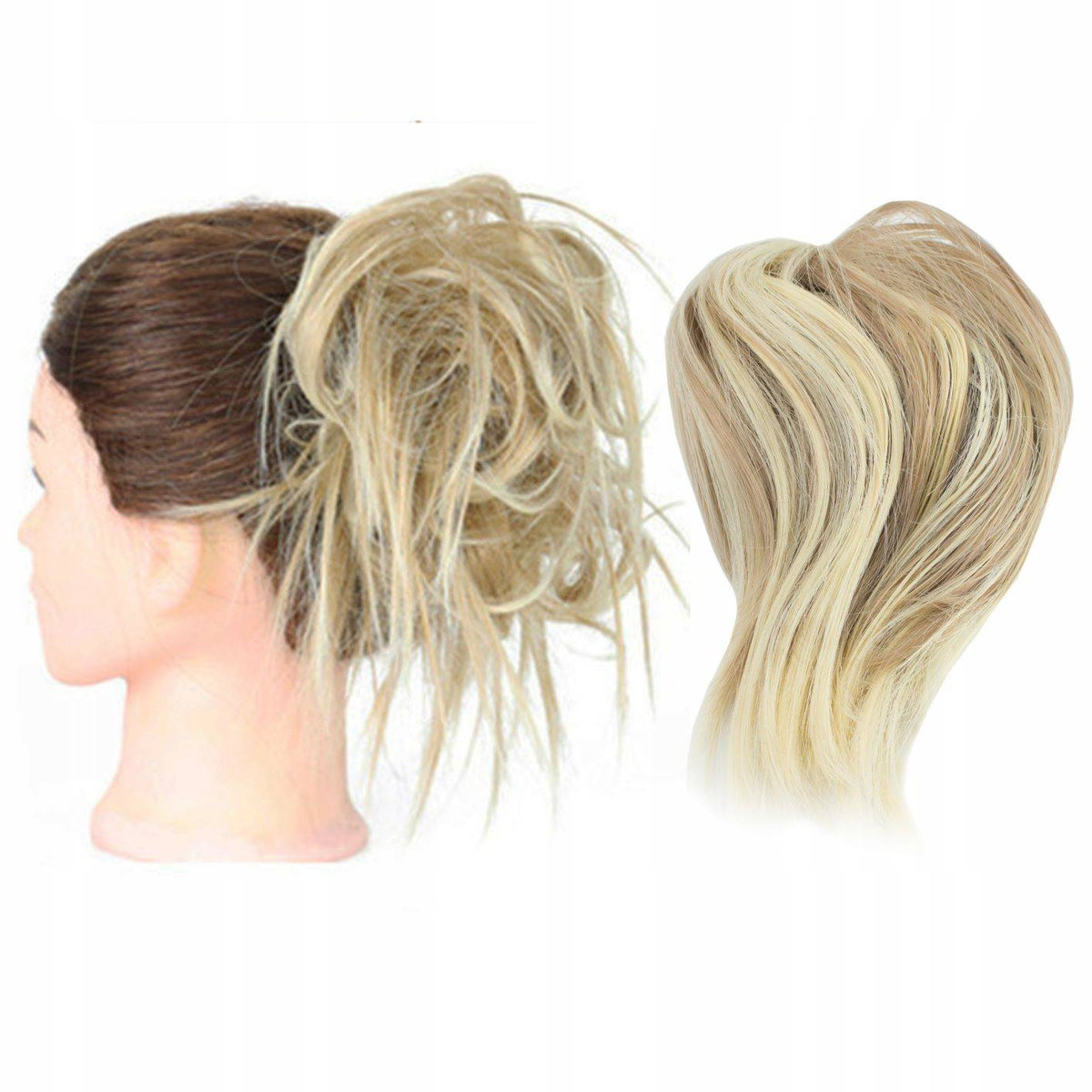 Doczepiany kok na gumce treska gęste włosy