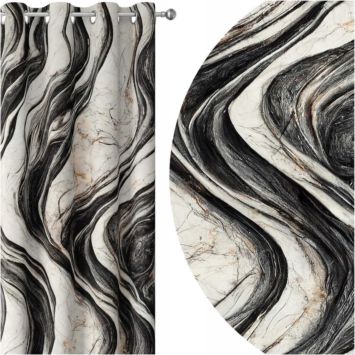 ZASŁONY GOTOWE NA PRZELOTKACH 140x250 PRZELOTKI MARMUR 134 SKRÓCENIE W CENIE