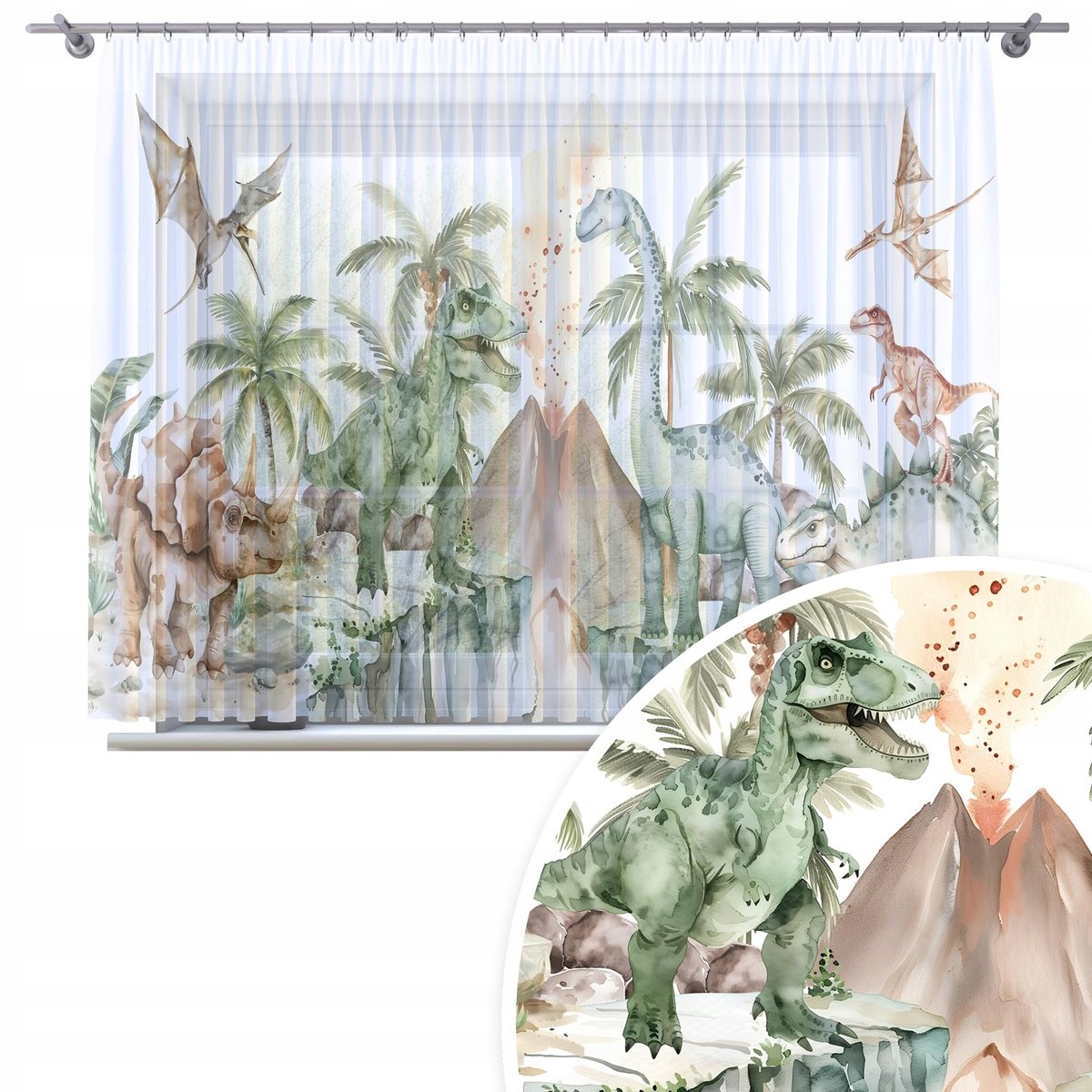 FIRANA GOTOWA DZIECIĘCA WOAL DO POKOJU DZIECKA 300X160 DINOZAURY WZÓR 408
