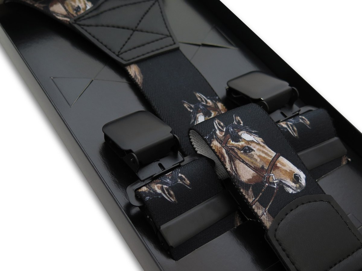 Czarne szelki męskie w konie SZ157