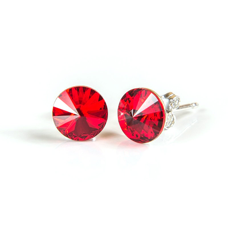 Srebrne Kolczyki 925 z kryształami Swarovski Rivoli 6mm Light Siam