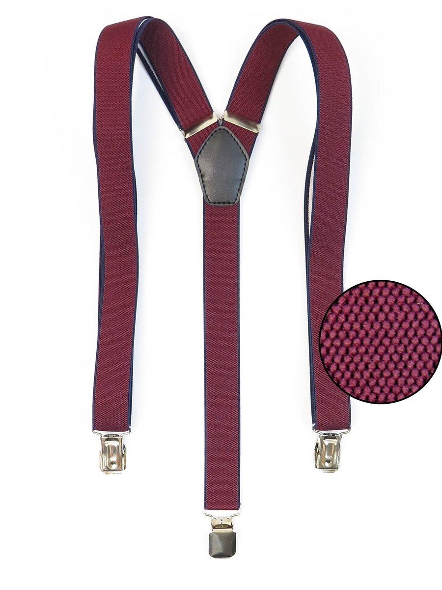 Bordowe szelki unisex z granatowymi kontrastami T89