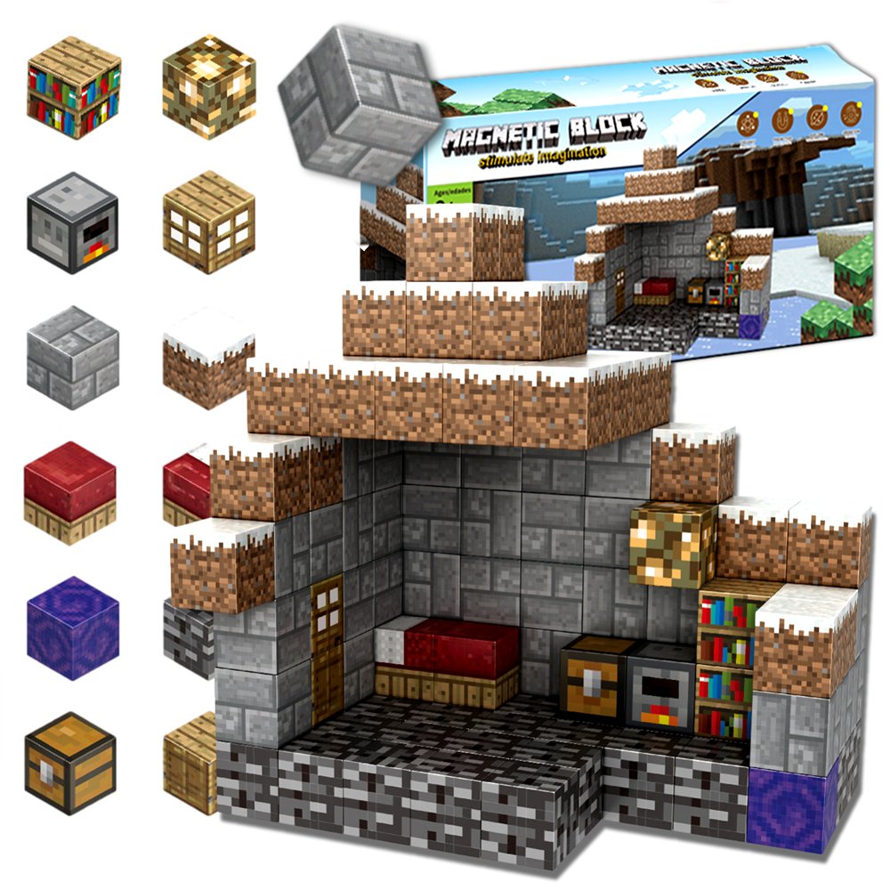 Klocki Magnetyczne 3D Kostki Konstrukcyjne Piksele Bloczki Kosteczki Zestaw Kreatywnych Klocków Budowlanych 120 el. XXL ŚWIAT