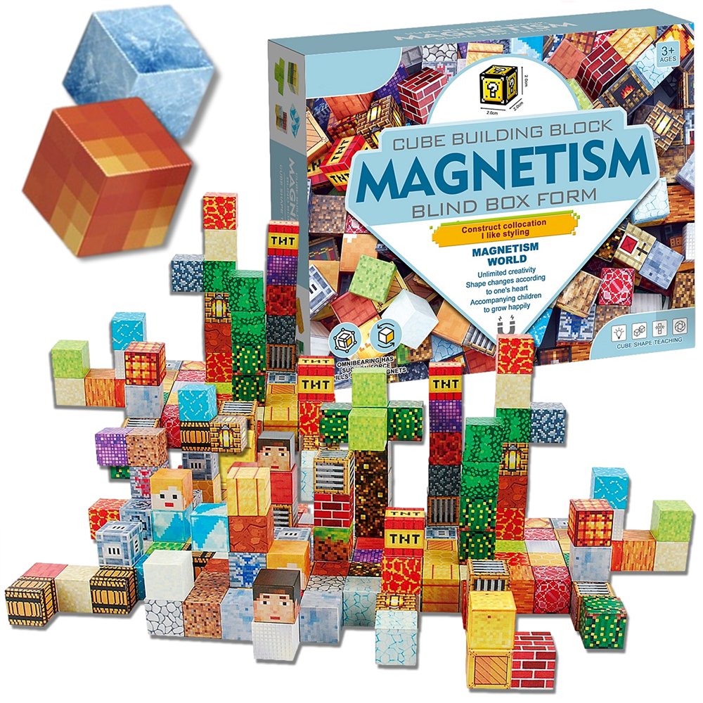 KLOCKI MAGNETYCZNE KOSTKI 3D KONSTRUKCYJNE SZEŚCIANY Bloczki Zestaw XXL ŚWIAT 162el Magnetic Blocks