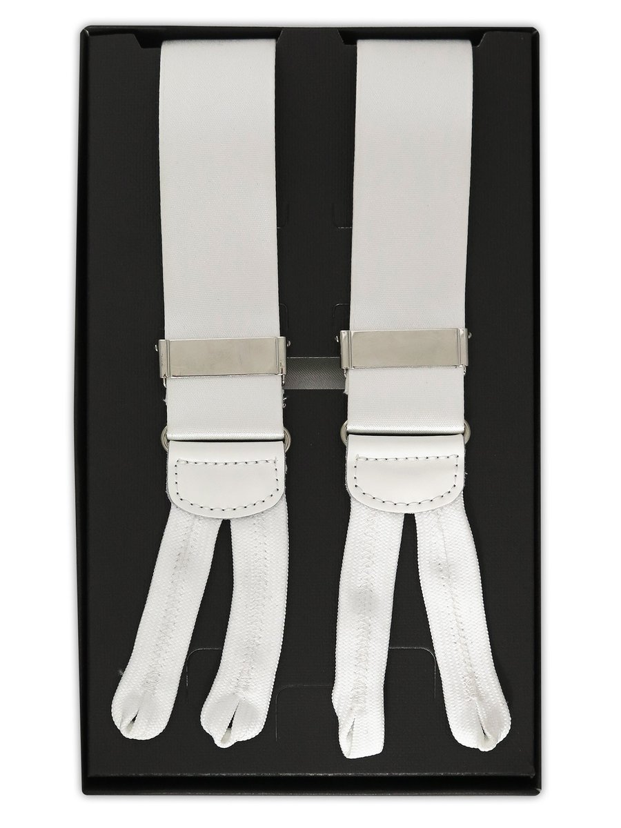 Białe szelki na guziki - guma L6