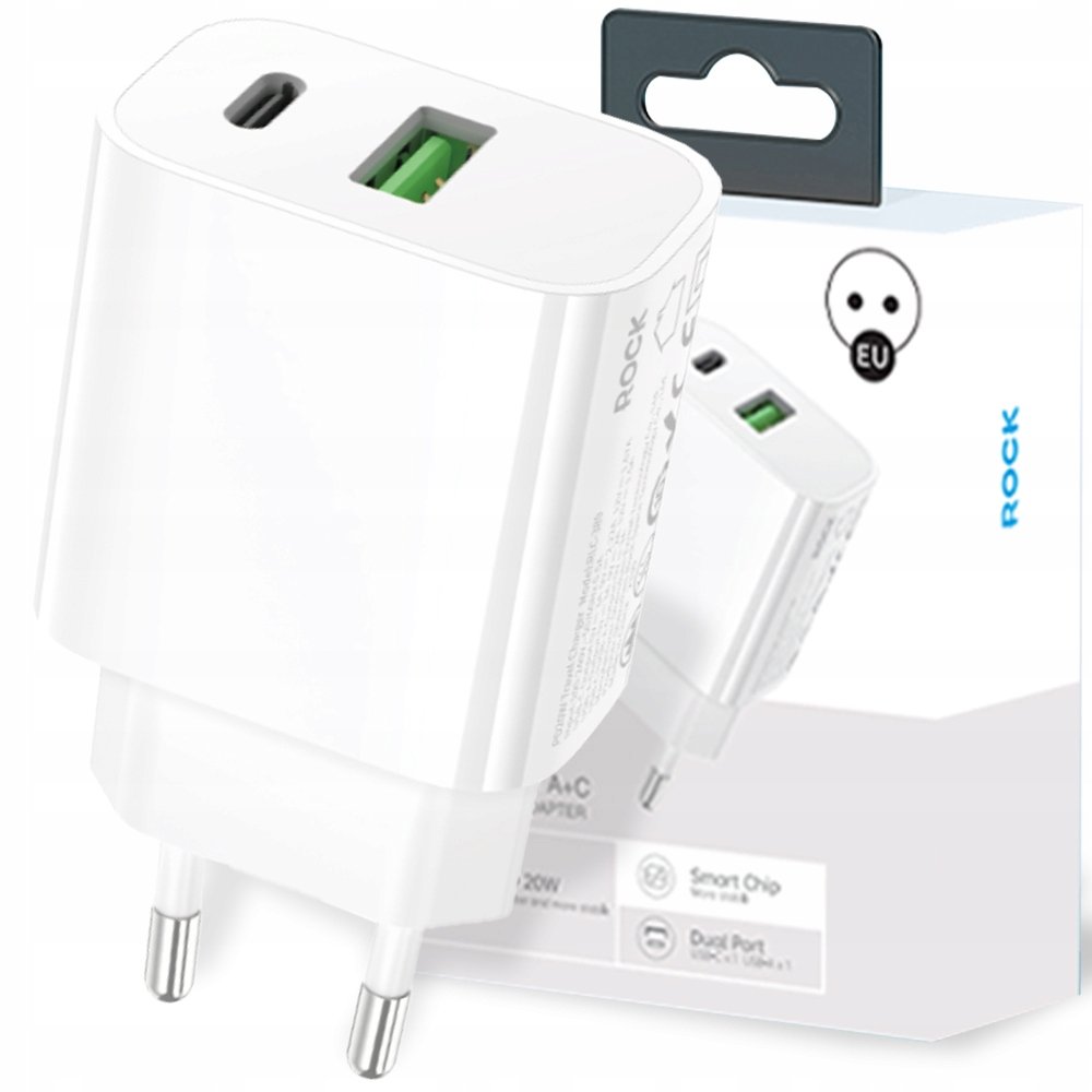 Rock Space Ładowarka Sieciowa Usb-C Usb-A Qc 3.0 Pd Power Delivery 20W