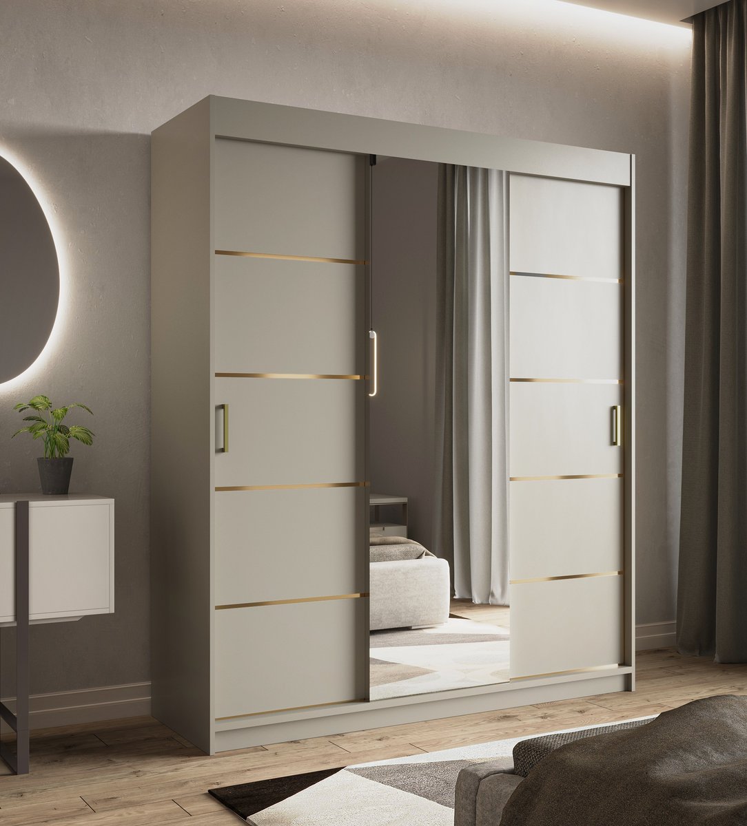 Szafa Kaszmir 1 Przesuwna Złote Listwy 180Cm