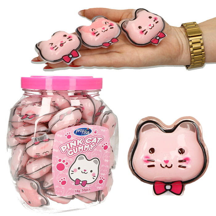 XXL ŻELKI RÓŻOWE KOTKI PINK CAT GUMMY (18G) 50SZT