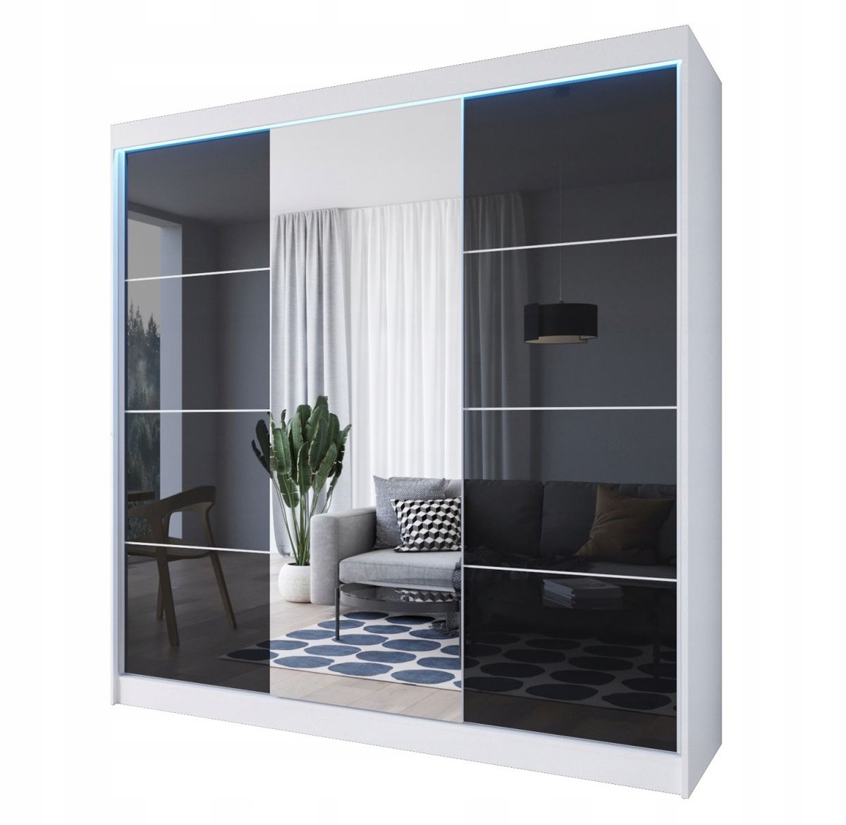Szafa Laco 180 Cm Przesuwna Biała, Sonoma, Wenge, Szkło Białe, Czarne, Grafit, Opcja Oświetlenia Led