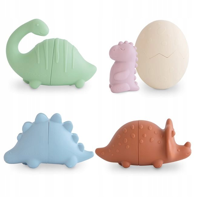 MUSHIE zestaw silikonowych zabawem do wody Dino zestaw do kąpieli