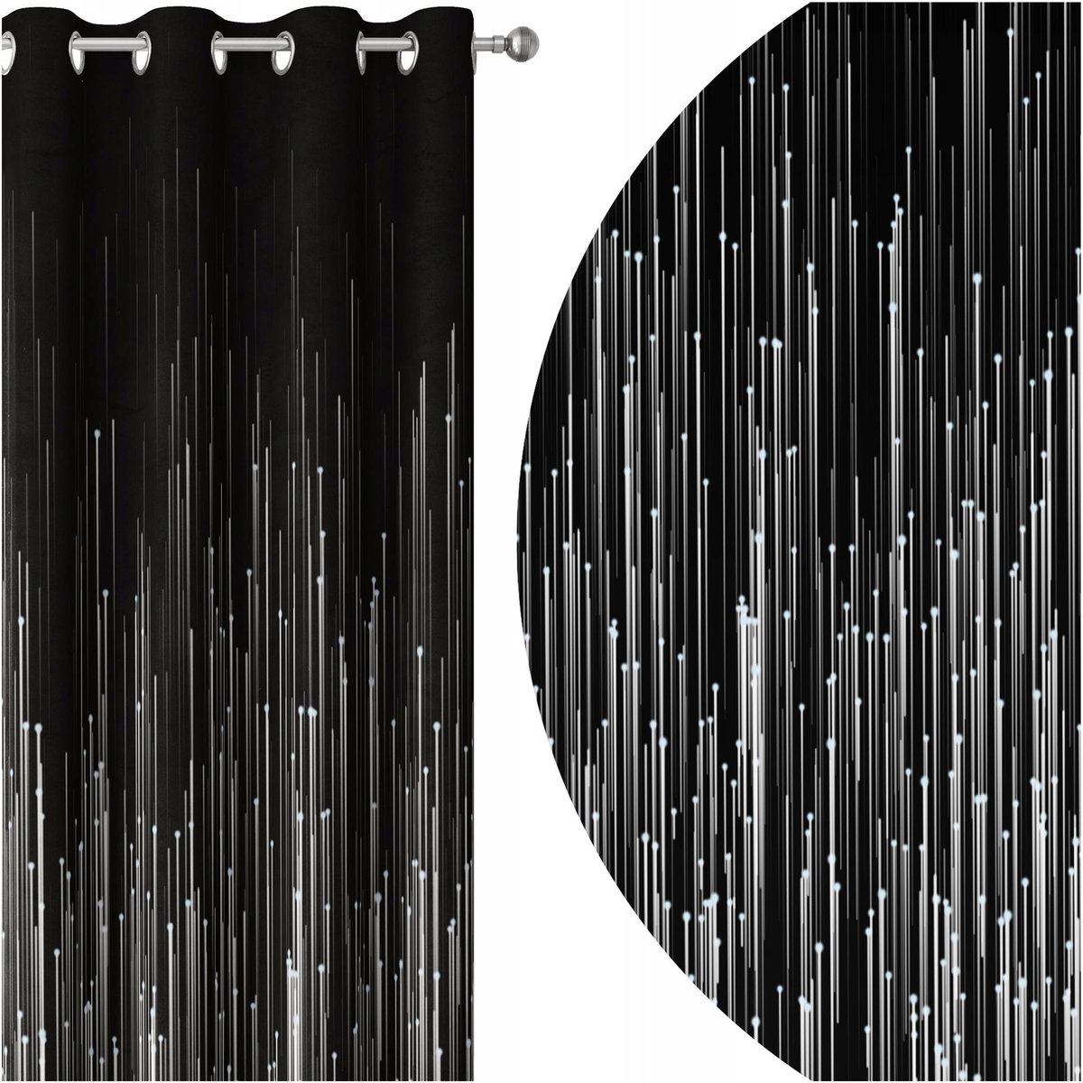 ZASŁONY GOTOWE NA PRZELOTKACH 140x250 PRZELOTKI CZARNA 093 SKRÓCENIE W CENIE