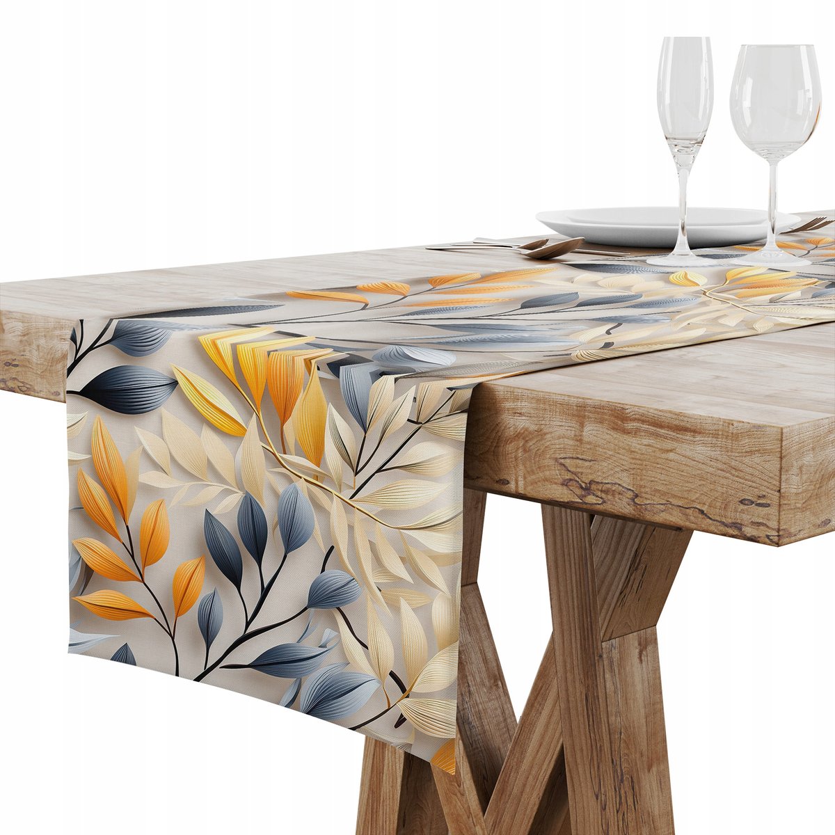 BIEŻNIK OBRUS NA STÓŁ MATOWY GŁADKI 40x180 POMARAŃCZOWE LIŚCIE 002