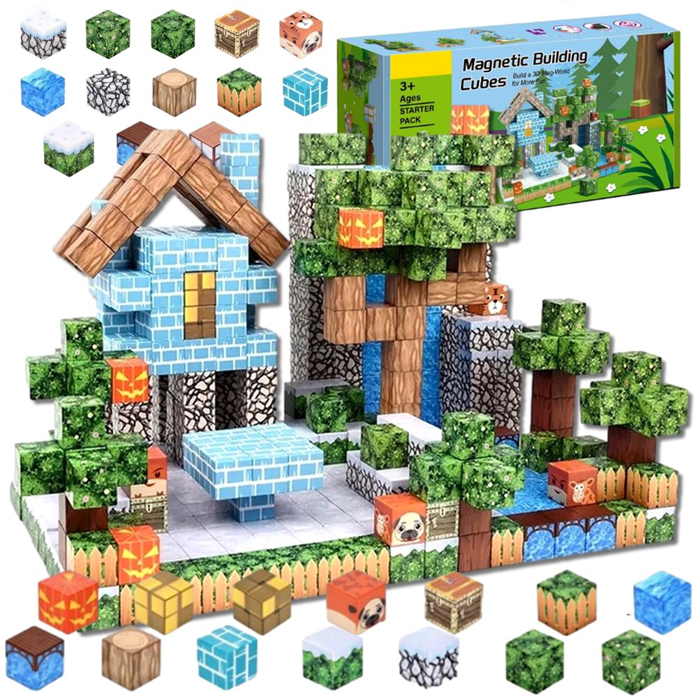 Klocki Magnetyczne 3D Kostki Konstrukcyjne Piksele Bloczki Kosteczki Zestaw Kreatywnych Klocków Budowlanych 100 el. XXL ŚWIAT