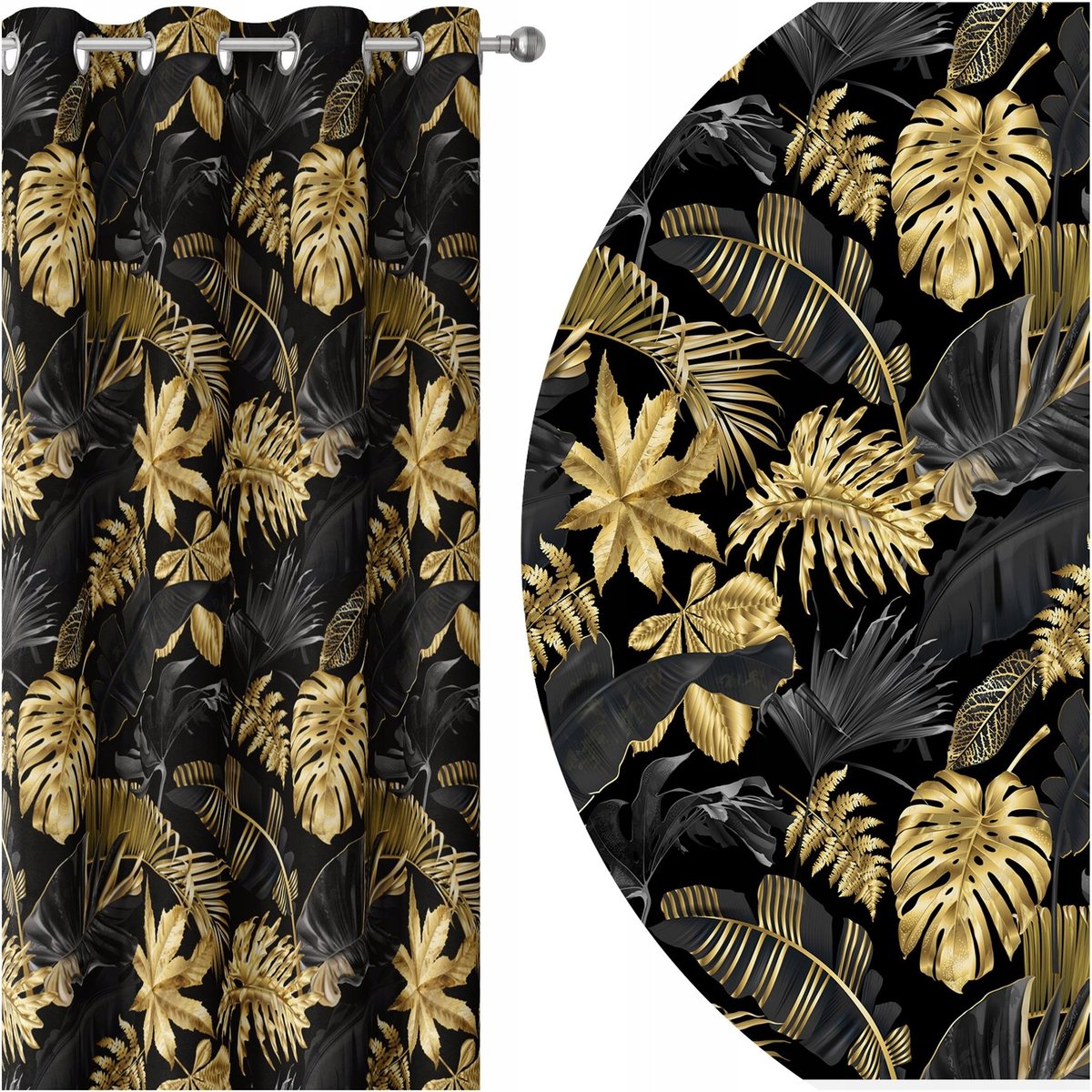 ZASŁONY GOTOWE NA PRZELOTKACH 140x250 PRZELOTKI LIŚCIE 101 SKRÓCENIE W CENIE