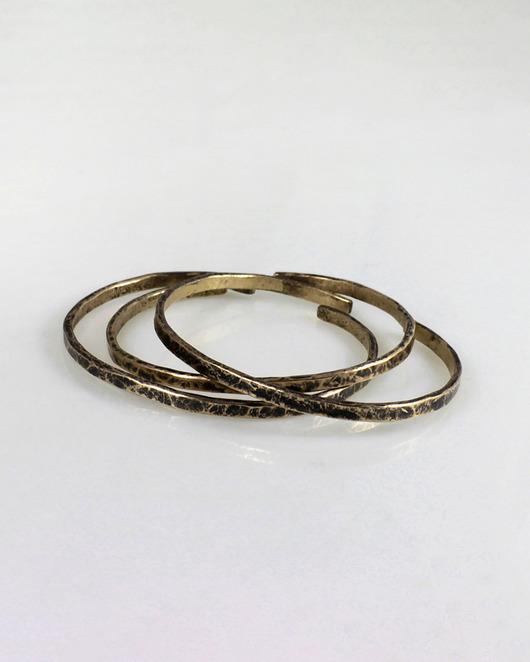 Nieregularne - komplet 3 mosiężnych bransoletek - różne rozmiary