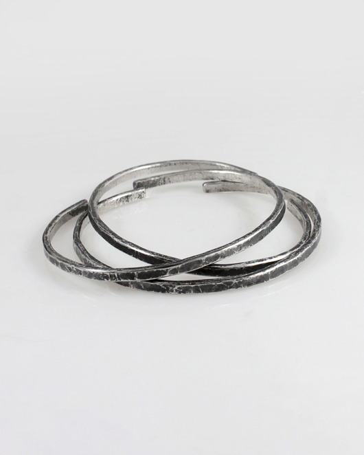 Nieregularne - komplet 3 srebrnych bransoletek - różne rozmiary