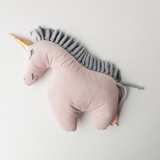 Jednorożec UNICORN poduszka - jasny brudny róż i szara grzywa