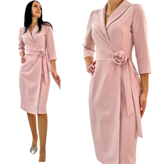 Elegancka Kopertowa sukienka z różą