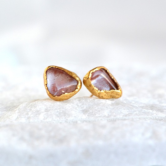 Kolczyki Sztyfty Kwarc Wiśniowy