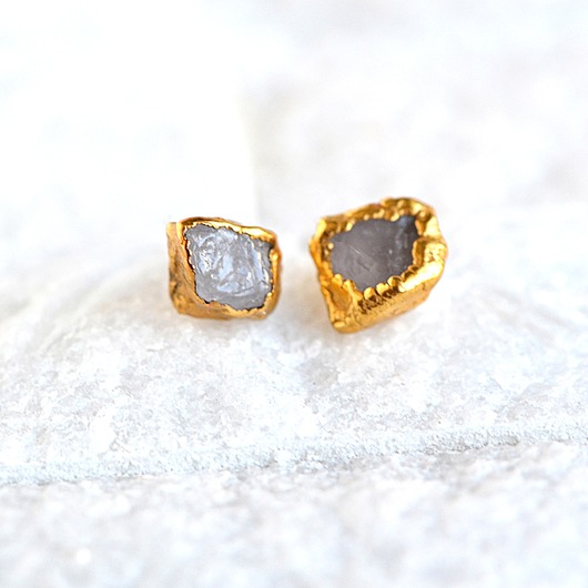 Kolczyki Sztyfty Kwarc Mleczny