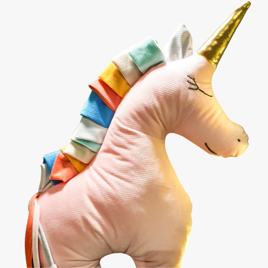 Jednorożec UNICORN poduszka - jasny róż i grzywa multikolor