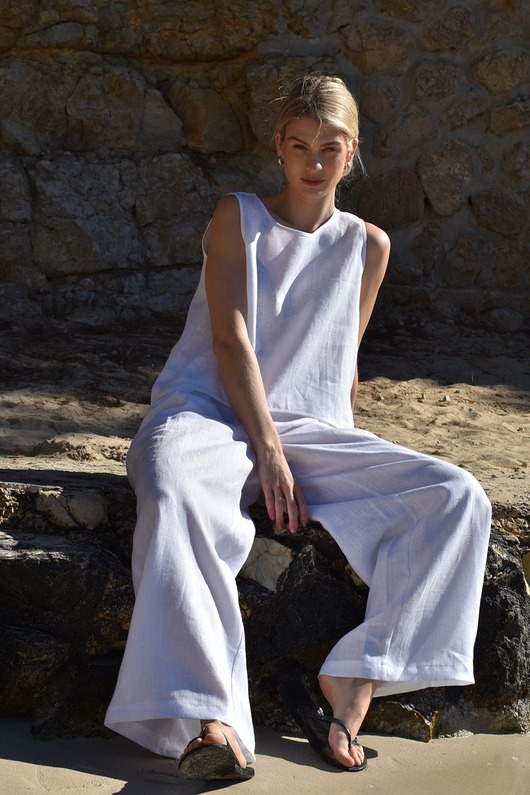 Top lniany Pure biały