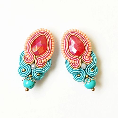 Sutaszowe kolczyki AGATY TURQUOISE