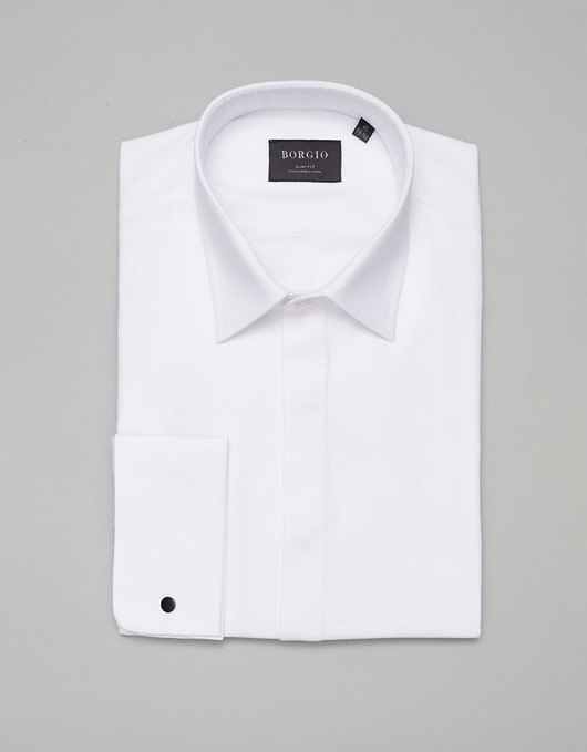 Koszula na spinki fabrizia 00404 biały slim fit