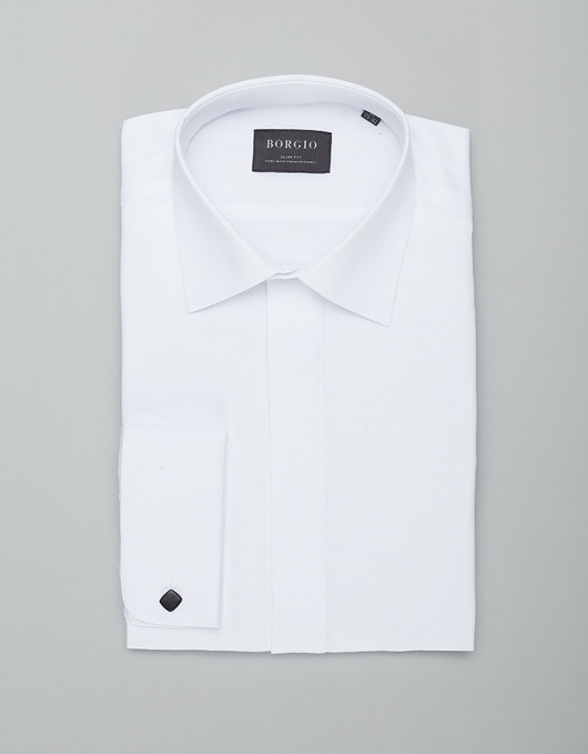 Koszula na spinki fabrizia 00414 biały slim fit