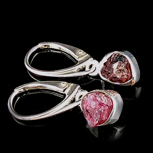 Kolczyki srebrne różowe turmaliny