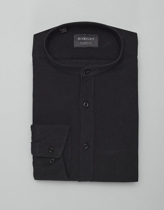 Męska koszula ze stójką limina 00409 czarny