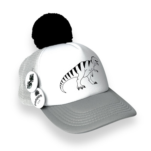 Szara czapka z daszkiem Pom Pom Cap T-rex