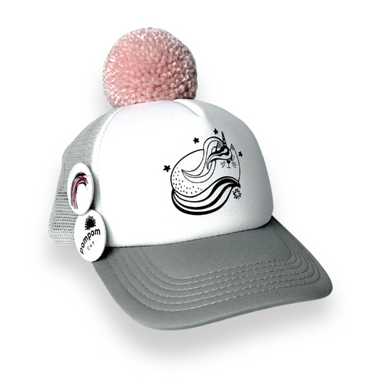 Szara czapka z daszkiem Pom Pom Cap Kotorożec