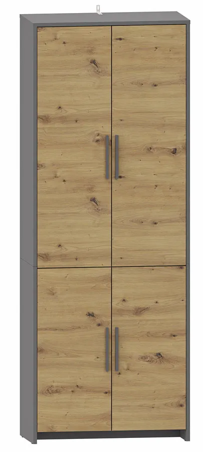 Duży regał zamykany dąb artisan + antracyt H3-N88