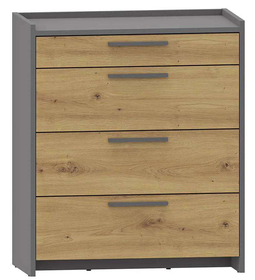 Duża komoda z 4 szufladami dąb artisan + antracyt P5-R31