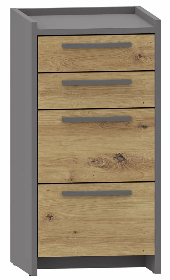 Nowoczesna komoda z 4 szufladami dąb artisan + antracyt G6-C54