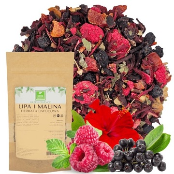Herbata Owocowa lipa i malina 50g owocowa z lipą malinowo lipowa