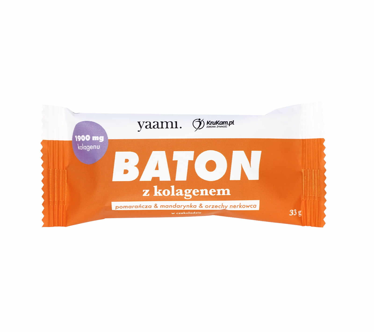 Yaami Baton z kolagenem (pomarańcza, mandarynka, nerkowiec) 33g EXP 04.07.2025