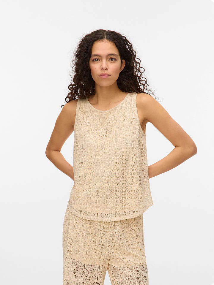 Vero Moda Top w kolorze beżowym